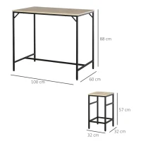 HOMCOM 5-Piece Modern Industrial Dining Table Furniture Set with 4 Stools & Steel Legs for Dining Room, Kitchen, Dinette, Oak(m-3)