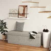 HOMCOM Podnóżek z miejscem do przechowywania, składany design, miękka poduszka, do przedpokoju, salonu, sypialni, Ciemnoszary(m-8)