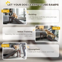 PawHut Pet Ramp for Dogs Cats  Non-Slip Carpet Top Platform - Brown & Grey(m-7)