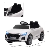 AIYAPLAY Elektrisch Kinder-Auto 12V Audi Q8, 3-5 km/u, Afstandsbediening, Koplampen, Muziek, Wit(m-3)