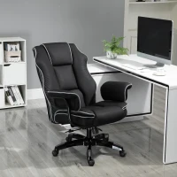 Vinsetto Executive Office Chair, PU Leather High Back Desk Chair with Height Adjustable, Reclining Swivel Computer Chair for Home, Black(m-2)