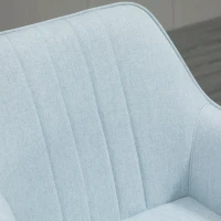 HOMCOM Mid-Century Dining Chairs Upholstered Linen Fabric Accent Chairs with Metal Legs, Set of 2, Light Blue(m-9)