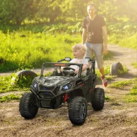 AIYAPLAY 24V 2 Seater Kids Electric Car with Remote Control, Suspension System,  Slow Start, 3 Speeds, for 3-8 Years, Black(m-2)