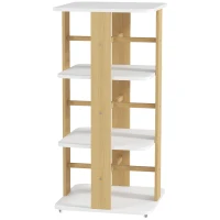 AIYAPLAY Estante para Livros Infantil Estante para Crianças com Rodas 3 Prateleiras 48x48x99,5 cm Branco e Madeira(m-11)
