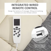 HOMCOM Fotel masujący z funkcją wyjścia dla seniorów, z pilotem zdalnego sterowania, 4 tryby masażu, 90 cm x 98 cm x 102 cm, Kremowy(m-8)