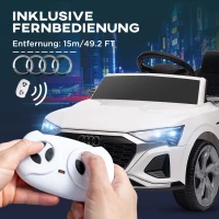 AIYAPLAY Elektrisch Kinder-Auto 12V Audi Q8, 3-5 km/u, Afstandsbediening, Koplampen, Muziek, Wit(m-5)