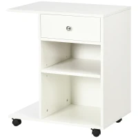 Vinsetto Mobile Printer Stand Rolling Cart Desk Side with CPU Stand Drawer Adjustable Shelf and Wheels White(m-11)
