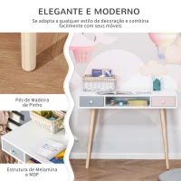 HOMCOM Consola Secretária Infantil com 1 Compartimento Aberto e 2 Gavetas Estilo Nórdico para Dormitório Entrada 100x48x76,5cm Multicolor(m-6)