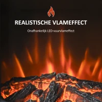HOMCOM Elektrische kachel met vlameffect thermostaat 1000 W / 2000 W 20 ㎡ zwart metaal 25 x 25,4 x 52 cm(m-4)