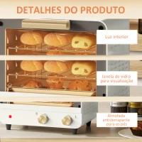 HOMCOM Forno Elétrico de Mesa Mini Forno de 12L 750W com Temporizador e Temperatura Ajustável até 230℃ 31,5x27,7x22,7 cm Branco(m-8)