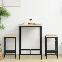 HOMCOM 5-Piece Modern Industrial Dining Table Furniture Set with 4 Stools & Steel Legs for Dining Room, Kitchen, Dinette, Oak(m-10)