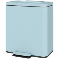 HOMCOM Dual Kitchen Bin, 2 x 20L Double Bin for Recycling and Waste, Fingerprint-proof Pedal Bin with Soft-Close Lid, Removable Inner Buckets, Light Green(m-11)