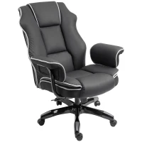 Vinsetto Executive Office Chair, PU Leather High Back Desk Chair with Height Adjustable, Reclining Swivel Computer Chair for Home, Black(m-7)