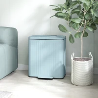 HOMCOM Dual Kitchen Bin, 2 x 20L Double Bin for Recycling and Waste, Fingerprint-proof Pedal Bin with Soft-Close Lid, Removable Inner Buckets, Light Green(m-10)