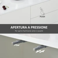 HOMCOM Mobiletto Multiuso in Legno Bianco con 2 Cassetti e 2 Armadietti con Apertura a Pressione, 117x36x74 cm(m-6)
