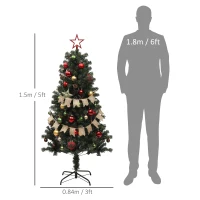 HOMCOM 5ft Pre-Lit and Xmas Tree with Decorations(m-3)