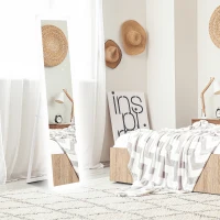 HOMCOM Volledige lengte spiegel, 40x160 cm, LED-verlichting, Touchbediening, dimbaar, 3 kleuren, Wit(m-2)