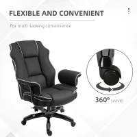 Vinsetto Executive Office Chair, PU Leather High Back Desk Chair with Height Adjustable, Reclining Swivel Computer Chair for Home, Black(m-8)