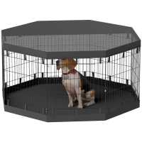 PawHut Puppyren, 76 cm Hoog/ong. 2,5 m², 8 Panelen, Bodemzeil, Combo-Dakzeil(m-10)