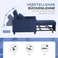 HOMCOM Slaapfauteuil, Verstelbaar, 3 Posities, Corduroy Bekleding, tot 120 kg, Blauw(m-5)
