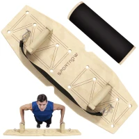 SPORTNOW Push Up Bars Set, Push-up Grepen met Trainingsbord & Weerstandsbanden, Hout(m-10)