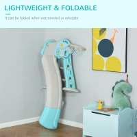 HOMCOM 2 in 1 Kids Slide with Basketball Hoop Freestanding Slider Playset for Indoor/Outdoor Use Slipping Climber Playground Equipment Set Exercise Toy 18 months -4 Years Old Flying Saucer Shaped Blue(m-9)