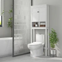 HOMCOM Móvel sobre Sanita Armário para Máquina de Lavar Roupa com 2 Portas Compartimento e Prateleira Ajustável 70x20x175 cm Branco(m-11)