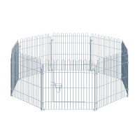 PawHut Parque para Animais de Estimação com 8 Paineis 63x60cm Cerca para Animais de Estimação com Porta com Trava para Jardim Pátio Exterior Prata(m-1)
