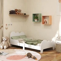 AIYAPLAY Cloud-Themed Toddler Bed Frame with Safety Rails, 143.5 x 74.5 x 56cm(m-1)