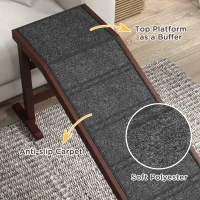 PawHut Pet Ramp for Dogs Cats  Non-Slip Carpet Top Platform - Brown & Grey(m-6)