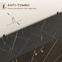HOMCOM Aparador de Sala de Estar com 2 Armários e Prateleira Interior Ajustável com Efeito Mármore 107x35x75 cm Preto e Dourado(m-7)