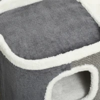 PawHut Cat Barrel Kitten Tree Tower Sisal Scratching Pet Furniture Climbing Frame Cozy Platform Soft Plush & Lamb Fleece Grey(m-10)