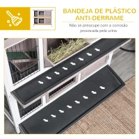 PawHut Coelheira de Madeira Exterior de 2 Níveis Gaiola para 1-2 Coelhos com Telhado com Abertura Comedouro Bandejas Removíveis Rampa e Portas com Fechadura 122x50x101cm Cor Areia(m-6)