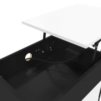 Nachttisch mit USB-Ladeschnittstelle, anhebbarer Tisch, bewegliches Riemenscheiben-Design, zwei Schubladen, 74×40.2×71cm, Schwarz+weiß(m-9)