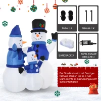 HOMCOM Schneemänner Schneemann Weihnachtsdekoration, LED-Lichter, 1,8 m, inkl. Gebläse, selbstaufblasend(m-4)