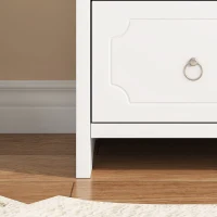 Commode classique avec 5 tiroirs, glissières silencieuses et poignées rondes en métal, MDF + panneau de particules, 40×40×100 cm, Blanc(m-7)