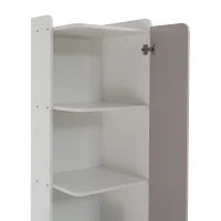 Libreria alta con ante a L e ampio spazio di archiviazione, 45 x 40 x 184 cm, Bianco(m-7)
