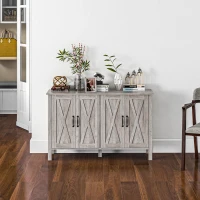 HOMCOM Dulap în Stil Rustic cu 2 Rafturi Reglabile pentru Depozitare, Dulap pentru TV cu 4 Uși, 120x37x75 cm, Gri(m-9)