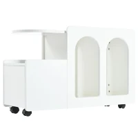 Armoire d'appoint blanche avec roulettes, chariot de rangement polyvalent pour salon, salle à manger et chambre à coucher, design arrondi, 82×30×53 cm, Blanc(m-2)