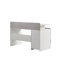 Bureau avec trois tiroirs et mezzanine, glisseurs silencieux, MDF, 121×53,5×81 cm, Blanc+gris(m-10)
