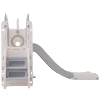 Scivolo per bambini con altalena, piattaforma, armadietto,gioco di perforazione, canestro basket e scala,Grigio+Bianco(m-14)