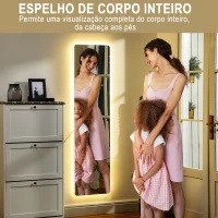 HOMCOM Espelho de Pé com Luz LED 40x150 cm sem Estrutura com Iluminação de 3 Cores Função de Memória e Tátil Transparente(m-4)