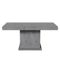 Ausziehbarer Esstisch mit Stauraum, Automatische Teleskopfunktion, Betonoptik, 180×80×76 cm, Grau(m-2)