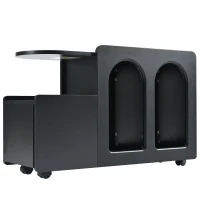 Armoire d'appoint multifonctionnelle avec roulettes, chariot de rangement polyvalent pour salon, salle à manger et chambre à coucher, design arrondi, 82 cm x 30 cm x 53 cm, Noir(m-2)