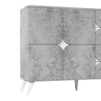 Buffet avec tiroirs, commode avec forme de panneau spéciale, esthétique moderne, 120×35,5×94 cm, Gris(m-6)