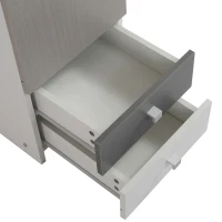 Bureau avec trois tiroirs et mezzanine, glisseurs silencieux, MDF, 121×53,5×81 cm, Blanc+gris(m-7)