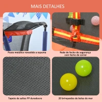 ZONEKIZ Trampolim Infantil Ø140x155 cm Trampolim para Crianças de 3-10 Anos com Cesta de Basquetebol e 20 Bolas de Plástico Vermelho(m-6)