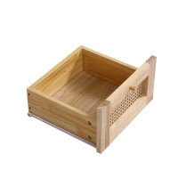 Comodino classico, con piano cassetto in rattan, per soggiorno e camera da letto, 38×38×58,5 cm, Naturale(m-6)