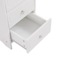 Commode classique avec 5 tiroirs, glissières silencieuses et poignées rondes en métal, MDF + panneau de particules, 40×40×100 cm, Blanc(m-9)