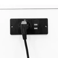 Nachttisch mit USB-Ladeschnittstelle, anhebbarer Tisch, bewegliches Riemenscheiben-Design, zwei Schubladen, 74×40.2×71 cm, Weiß(m-7)